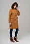 Double Breasted Coat with Fur Hooded Bag Pocket TARÇIN 3930 - 5