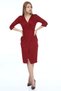 Women's Burgundy Pleated Mila Fabric Double Breasted Dress - 3