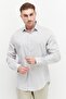 Men Slim Fit Long Sleeve Floral Pattern Dress Shirt, White Combo