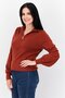 Women High Neck Textured Sweatshirt, Dark Brown - 3