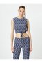 Crop Sleeveless Top with Front Tie Ethnic Pattern - 3
