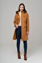 Double Breasted Coat with Fur Hooded Bag Pocket TARÇIN 3930