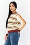 Women Crew Neck Stripe Sweatshirt, Multicolor - 4