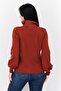 Women High Neck Textured Sweatshirt, Dark Brown - 4