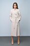 Apolet and Polo Pocket Detailed Double-Breasted Medium Length Coat Bej 3009 - 2