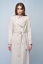 Apolet and Polo Pocket Detailed Double-Breasted Medium Length Coat Bej 3009 - 3