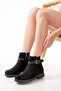 165-204/1 Black Suede Buckle Accessory Zippered Daily Women's Boots - 2