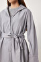 Short Trench Coat - Hood and Sash, Stone Grey Ldd0090 - 6