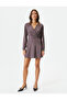 Double Breasted Mini Dress Long Sleeve V Neck - 3