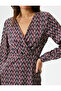 Double Breasted Mini Dress Long Sleeve V Neck - 5