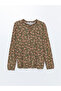Patterned Long Sleeve - Tie-Up Collar Women's Blouse - 5