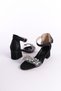Girl's black glitter flower stone detailed high heeled shoe for girl - 3