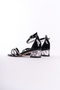 Black Three-Piece Transparent Heeled Girl's Evening Dress Shoes - 5