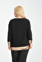 Women's Black Large Size Pulpayet Detailed Top Necklace Accessory Bluz - 6