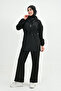 Scuba Fabric Black Hijab Set - Long Sleeve Sweatshirt and High Waist Pants 1024 - 5