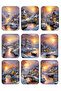 Set of 9 Glitter Christmas Postcards - New Year Snow, Man Winter Scenery, Nostalgia - 2