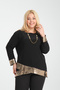 Women's Black Large Size Pulpayet Detailed Top Necklace Accessory Bluz - 8