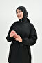 Scuba Fabric Black Hijab Set - Long Sleeve Sweatshirt and High Waist Pants 1024 - 6