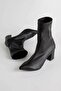 Women's Black Leather Stretch Boots, Women's Heeled Boots & Booties
