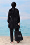 ملابس السباحة الحجاب Windbreaker باللون الأسود - 4