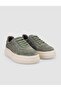 100% Genuine Leather Khaki Suede Lace-Up Women's Sneakers - 2