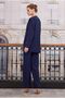 Double-breasted Blazer Jacket Pants Suit Navy Blue - 5