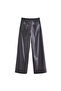 Women's Wide Leg Leather Black Pants - 5