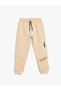 Jogger Sweatpants Slogan Print Detailed Zippered Pocket Tie Waist