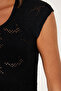 Lace Detailed Black Short Sleeve Crop Top - 3
