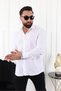 White Color Long Sleeve Pocketless Classic Regular Men's Shirt