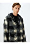 Plaid Patterned Hooded Zippered Plush Jacket - 2