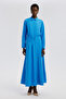 Pleated Linen Dress with Button Detail