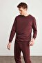 Fabıan Men's Organic Cotton Ribbed Front, Fleece Inside, Pocket Jogger, Burgundy Sweatpants - 5