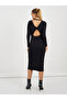 Solid Ribbed Knit Sweater Midi Dress - 4