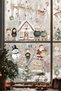 Cute New Year's Town and Its Citizens New Year's Ornament New Year's Gift Glass Wall Sticker Set