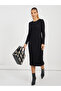 Solid Ribbed Knit Sweater Midi Dress - 5