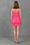Fuchsia Atlas Fabric Drawstring Design Neckline Strap Mini Evening Dress 264 - 3