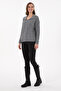 Women's Gray Melange Polo Neck Sweater 50291574-Vr086 - 4