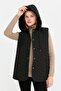 Women's Hooded Quilted Vest with Side Pockets Black - 6