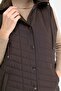 Women's Hooded Quilted Vest with Side Pockets Brown - 4