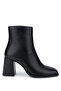 Women's Genuine Leather Black Floater Heeled Boots
