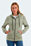 Katya Women's Zippered Hooded Green Sweatshirt with Pockets - 6