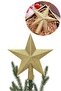 Christmas Pine Tree Peak Ornament 3D Fluffy Gold Silvery Star Peak Ornament 19 cm