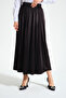 Pleated Waist Crepe Black Skirt - 6