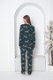 Women's Crew Neck Printed Suede Soft Fabric Long Sleeve Pajamas Set - 2