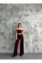 Velvet Fabric Wide Leg Trousers - 4