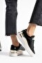 Women's Black B. Patent Leather Thin Stripe Detailed Sneakers - 3