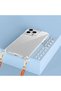 iPhone 14 Pro Max Case Airbag Zore Snap Silicone Cover with Attachable Strap - Transparent - 4