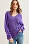 Women's Purple V-Neck Thessaloniki Knit Oversize Knitwear Tunic Tnk-19000081 - 2