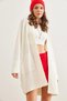 Women's Ecru Pocket Collar Detailed Soft Textured Knitwear Cardigan Hrk- 19000322 - 2